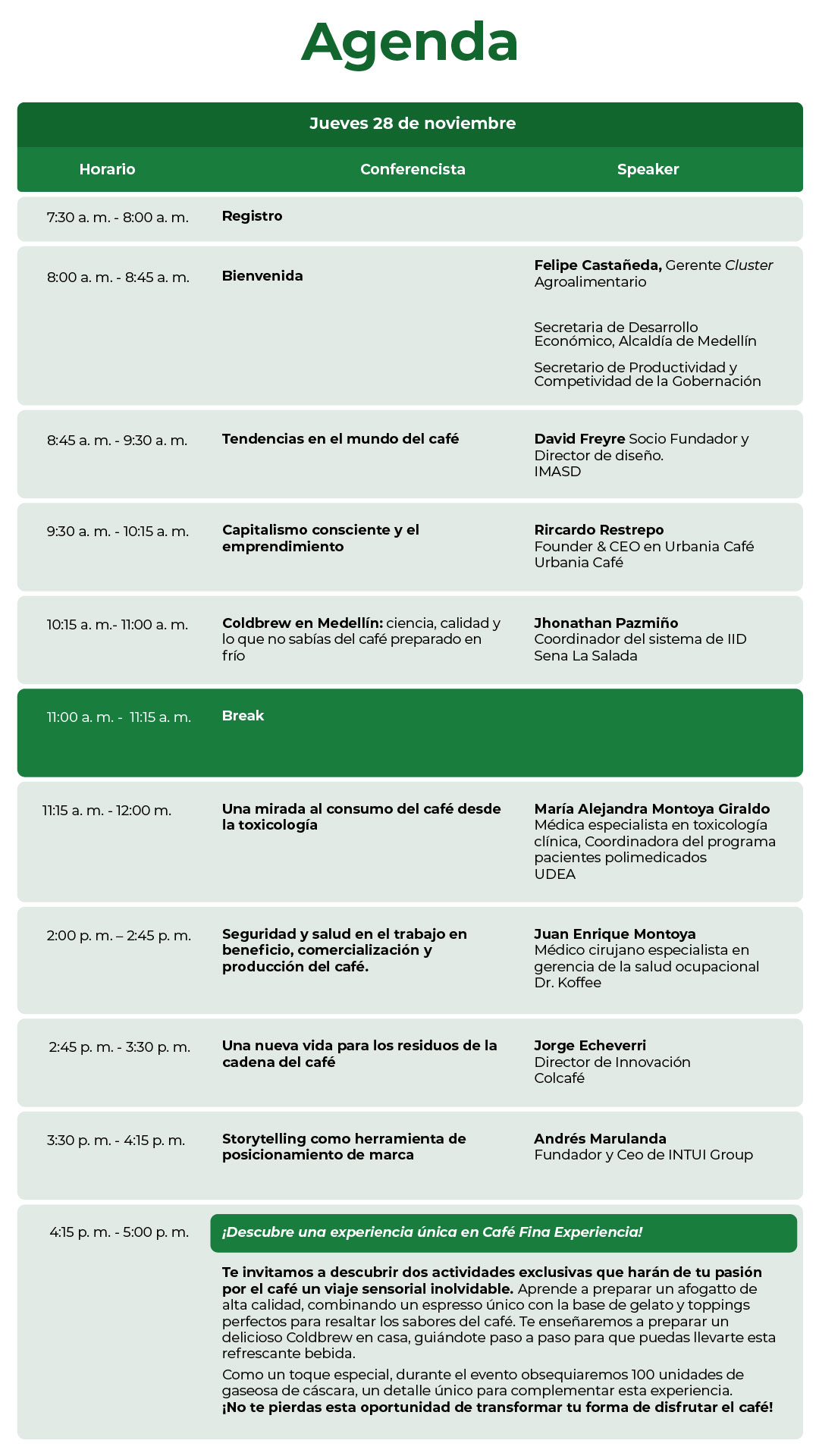 Agenda Café Fina Experiencia 2024